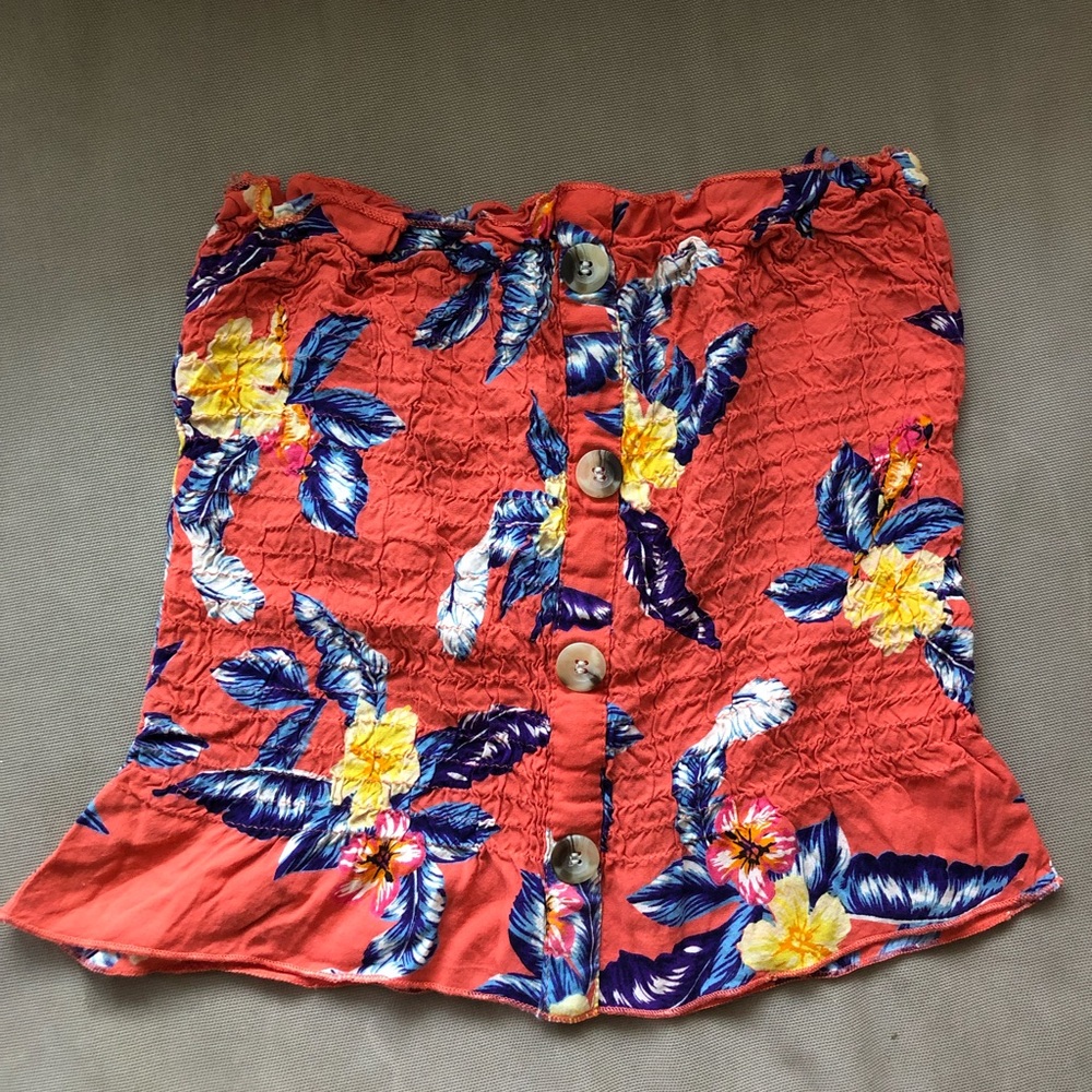 Floral print ruched tube top